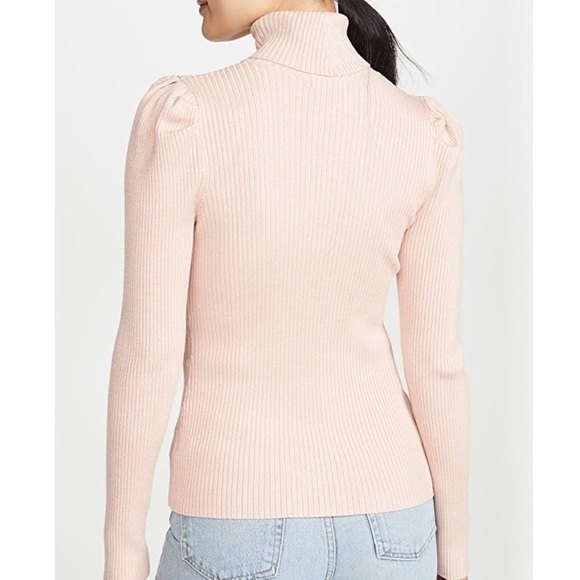 NWT 525 America Metallic Rib Puff Sleeve Sweater in Chalky Pink Size Large - Picture 2 of 13